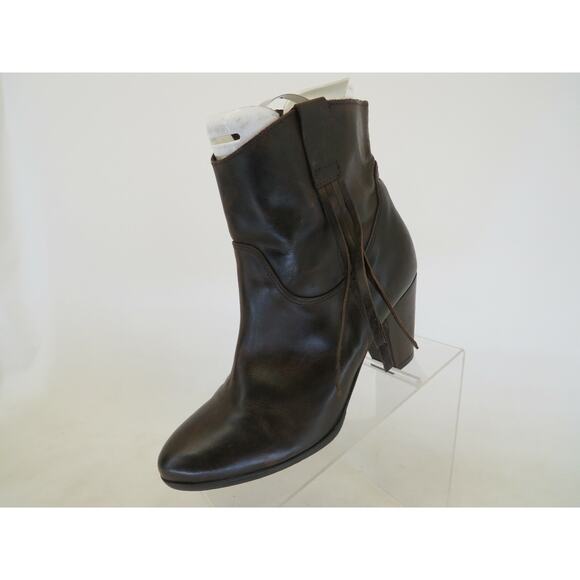 Charles By Charles David Brown Leather Zip Fringe Ankle Boots Womens Sz 39 EUR - Picture 3 of 12